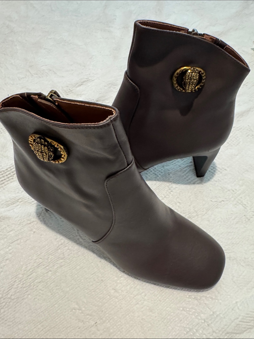 Kurt Geiger Women’s Brown Ankle Boots with Gold Accent
